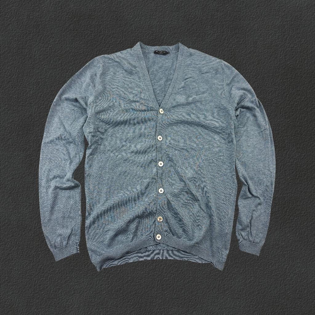 (1170) Lichtblauwe Suitsupply-cardigan - Heren M - Zeer goed, Ophalen of Verzenden, Zo goed als nieuw, Suitsupply, Maat 48/50 (M)