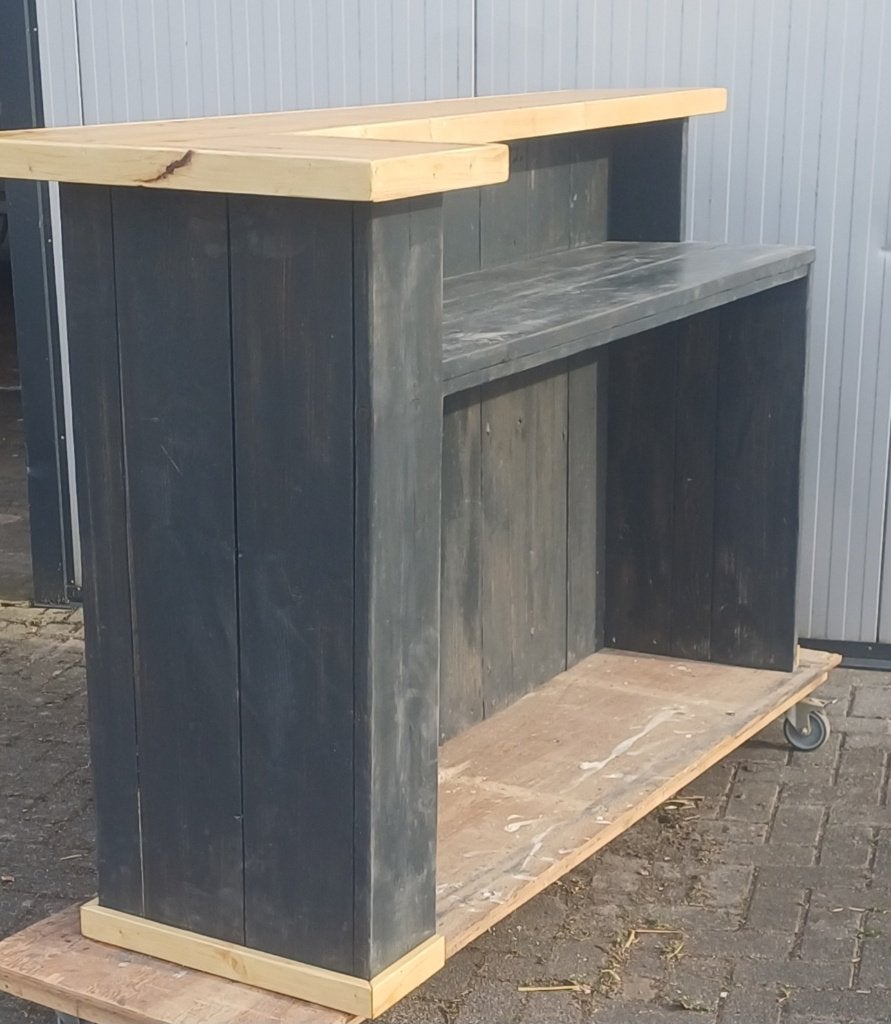 NU €350,- Bar Balie mancave entree hoekblad antraciet + lak, Ophalen, Nieuw