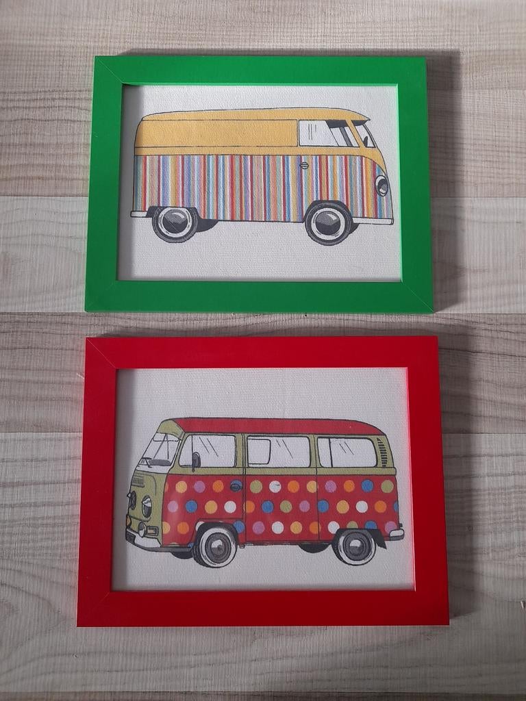 2 leuke Ikea fotolijstjes met een Volkswagen bus erin., Ophalen of Verzenden, Zo goed als nieuw