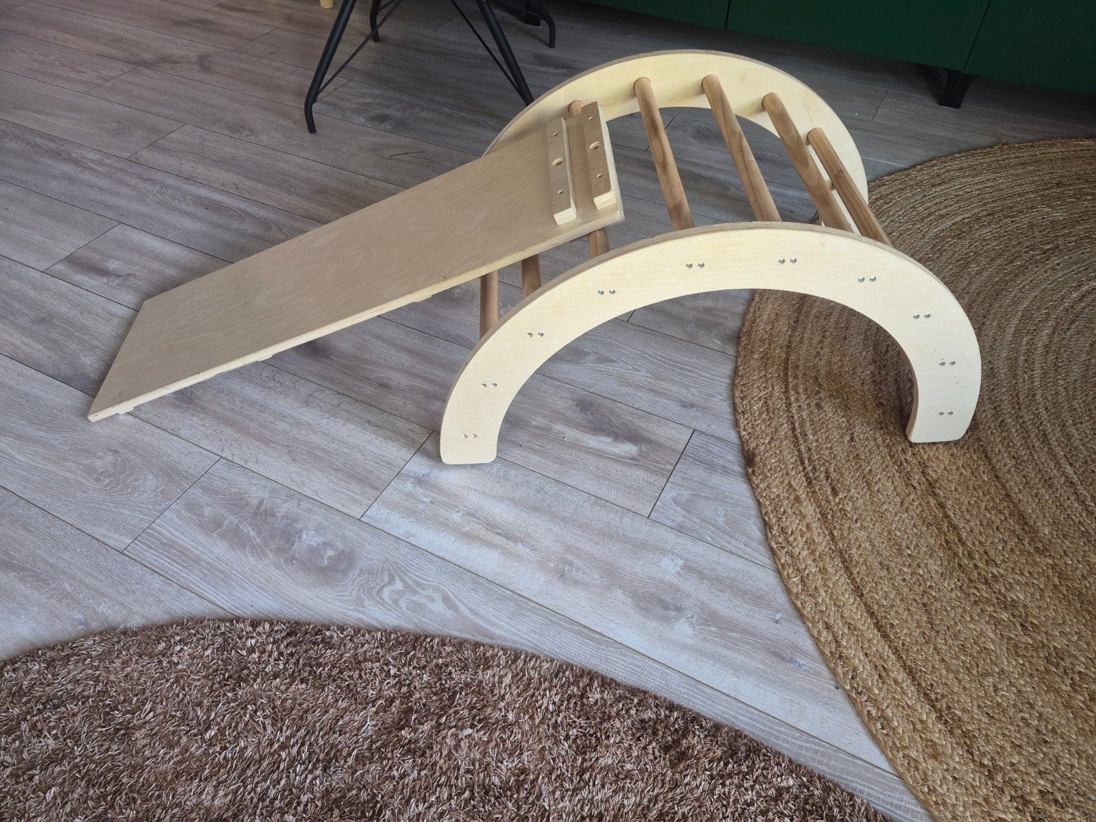 Houten Klimboog met Glijbaan - Montessori Speelgoed, Ophalen, Zo goed als nieuw, Glijbaan