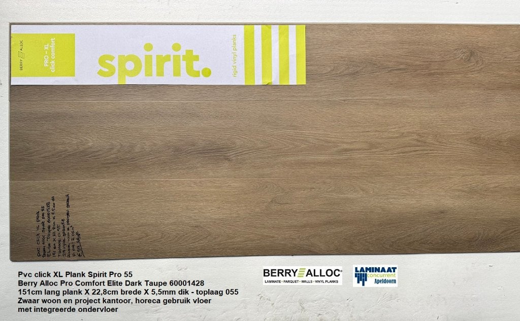 XL Plank Pvc click Elite Taupe met integreerde ondervloer, 75 m² of meer, Grijs, Nieuw, Ophalen of Verzenden
