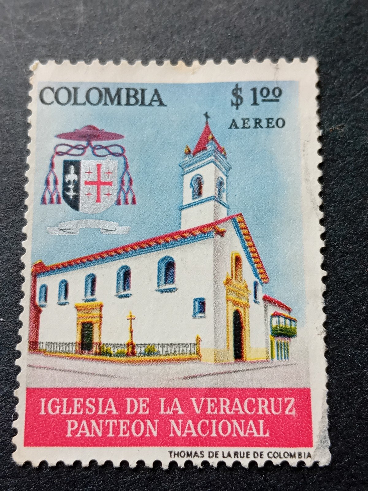 Colombia postzegel - Iglesia de la Veracruz, Aereo, Ophalen of Verzenden, Gestempeld, Zuid-Amerika