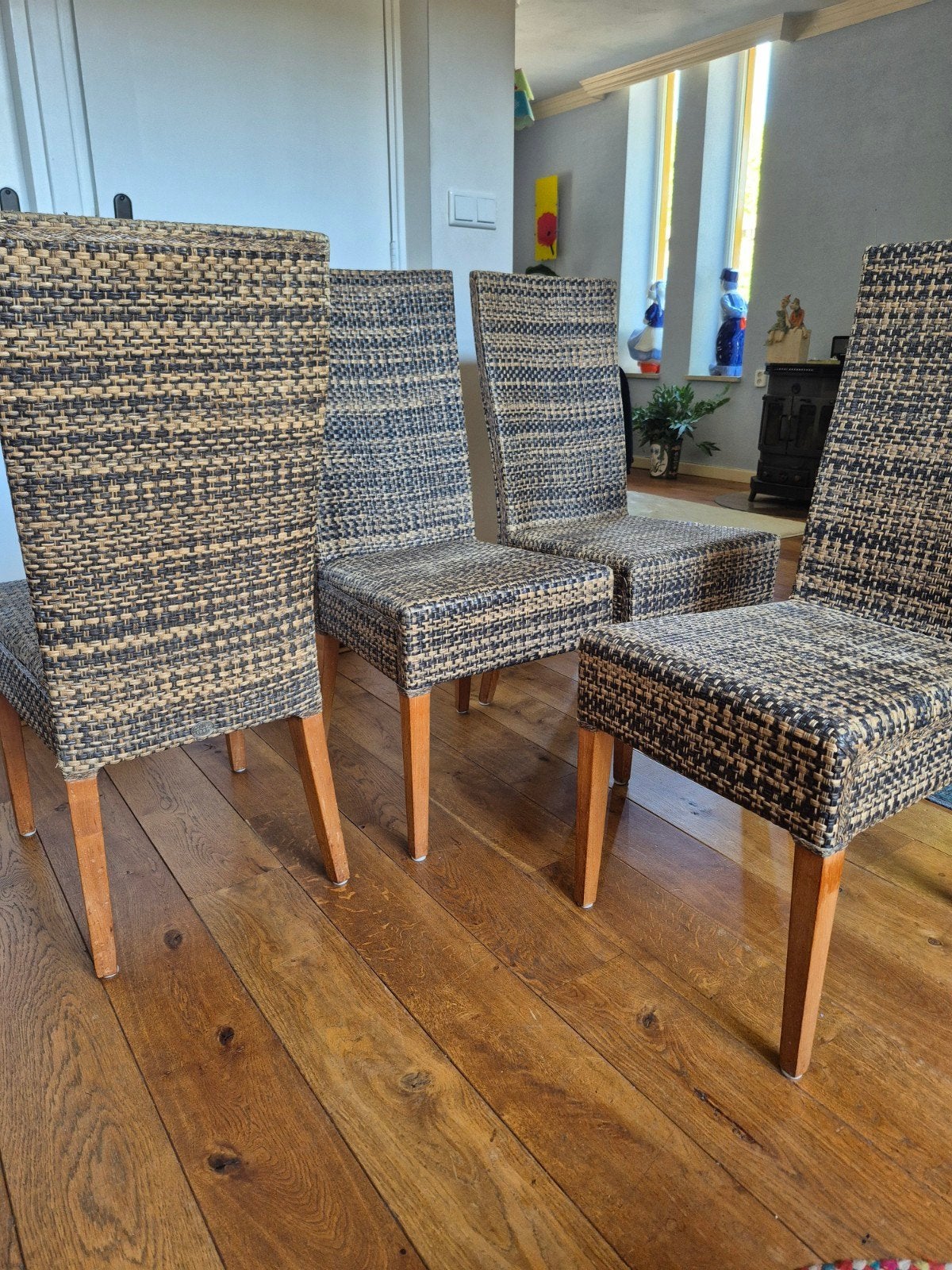 4 Eetkamerstoelen Cabana Loom, Huis en Inrichting, Stoelen, Ophalen, Gebruikt, Bruin, Vier
