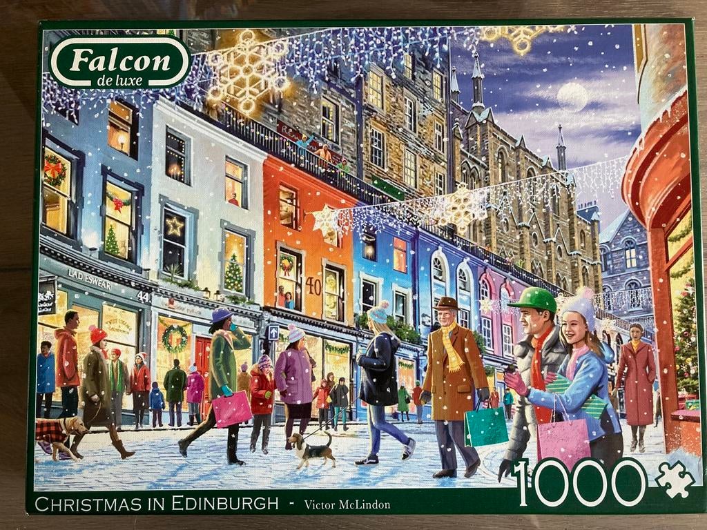 Falcon puzzel Christmas in Edinburgh 1000 stukjes, Ophalen of Verzenden, 500 t/m 1500 stukjes, Gebruikt
