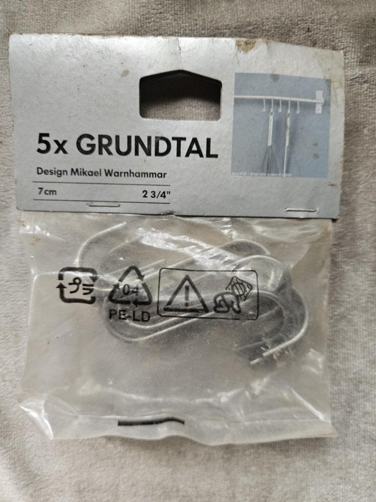 5 Grundtal haken van Ikea, Huis en Inrichting, Ophalen of Verzenden, Nieuw, 25 tot 50 cm, Minder dan 100 cm