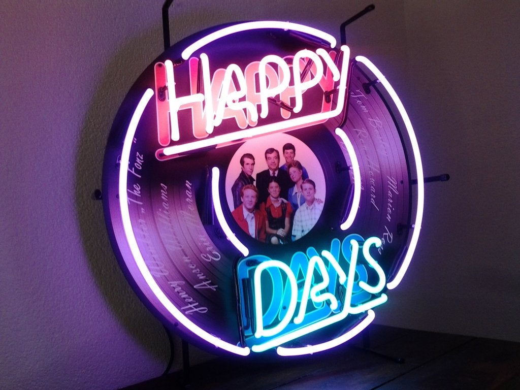 HAPPY DAYS neon lamp div. neonverlichting fifties sixties, Ophalen, Nieuw, Lichtbak of (neon) lamp