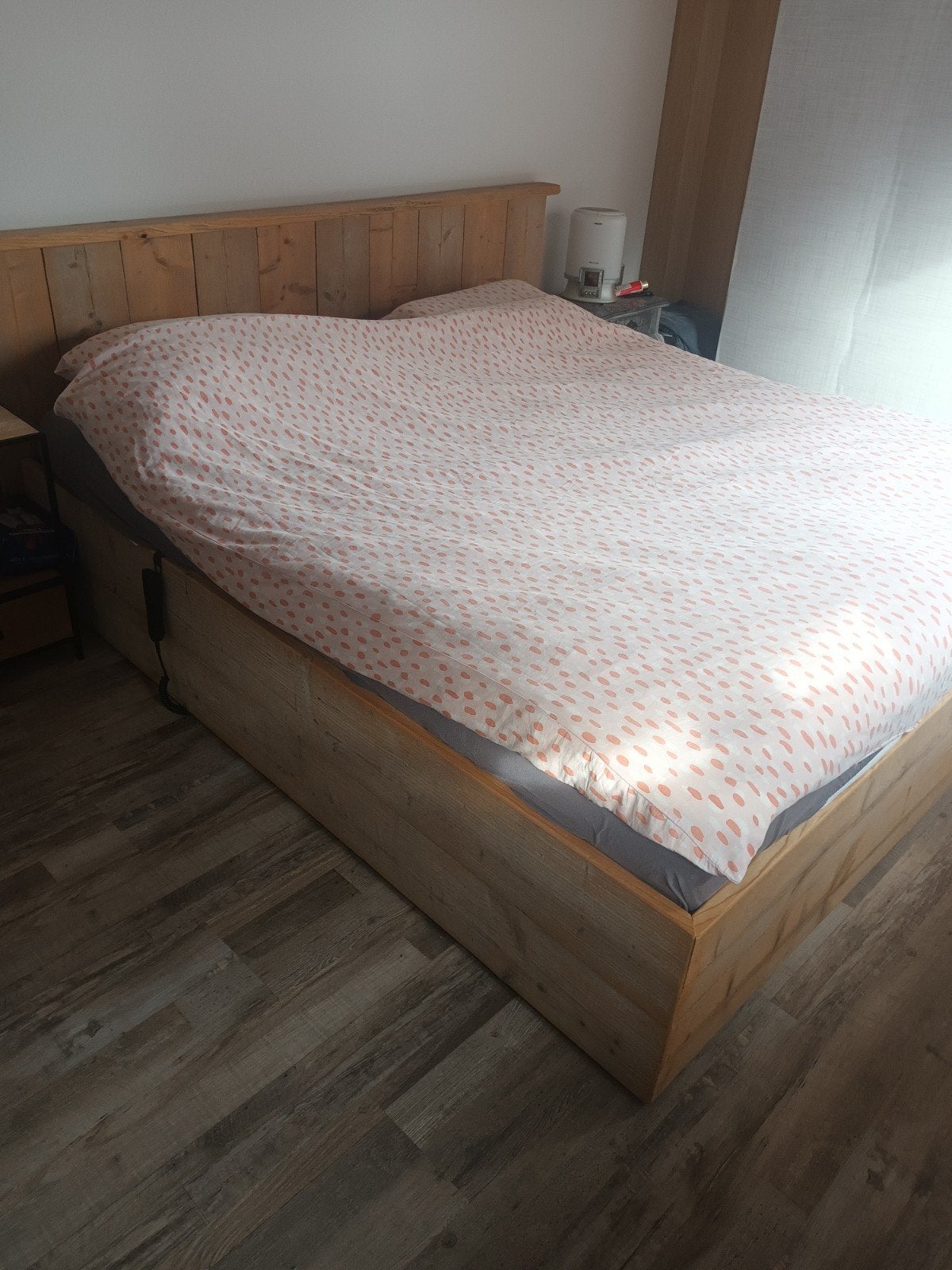steiger houten bedombouw, Ophalen, Gebruikt, Tweepersoons