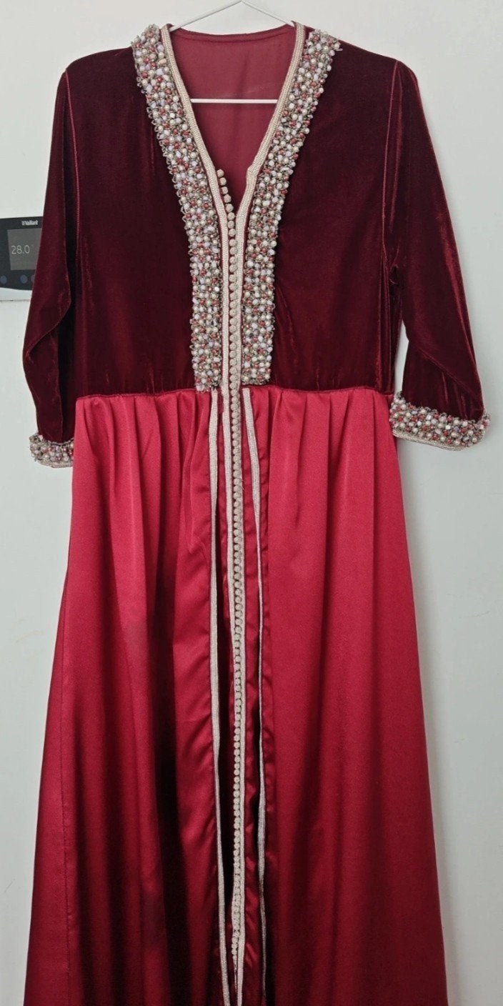 Prachtige Marokkaanse jurk / Kaftan - Maat S/M, Ophalen of Verzenden, Maat 36 (S), Gedragen, Rood