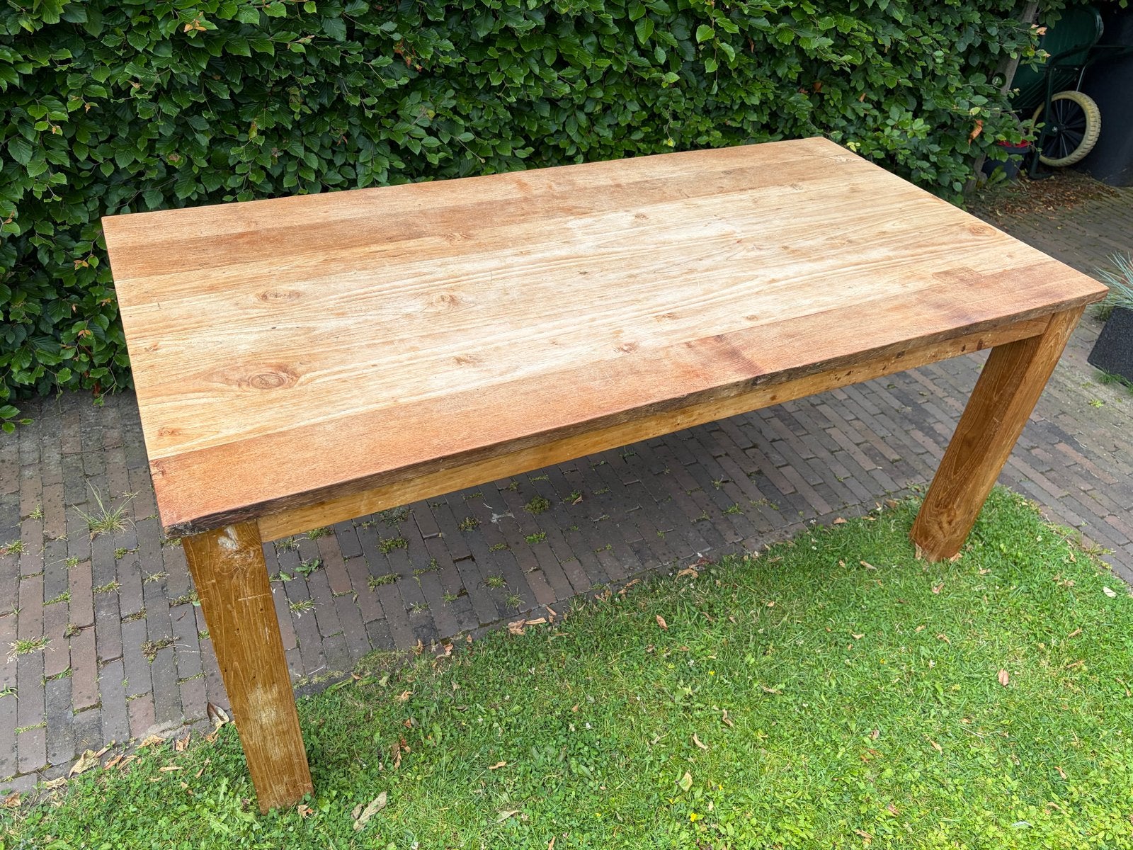 Massieve Teakhouten Eettafel 180x90 cm, Gebruikt, Teakhout, 150 tot 200 cm, Vier personen