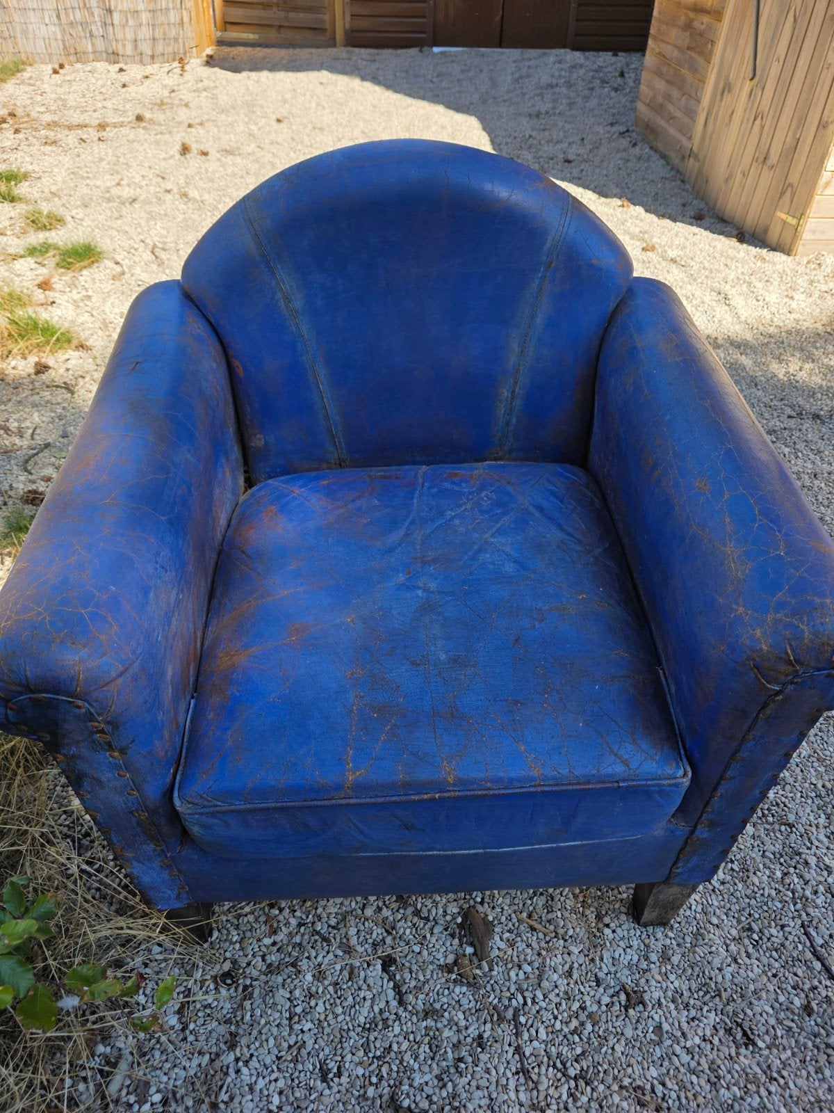 Vintage blauwe fauteuil, Antiek en Kunst, Ophalen
