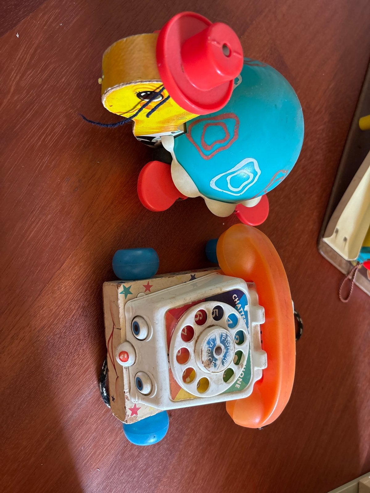 Vintage Fisher-Price Chatter Telephone & Schildpad Speelgoed, Ophalen, Gebruikt, Jongen of Meisje