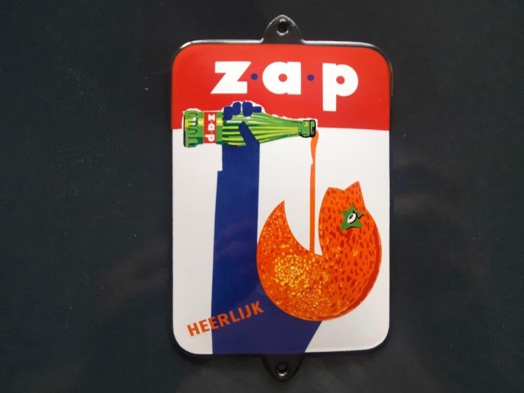 emaille reclamebord deur postje zap limonade, Ophalen of Verzenden, Reclamebord