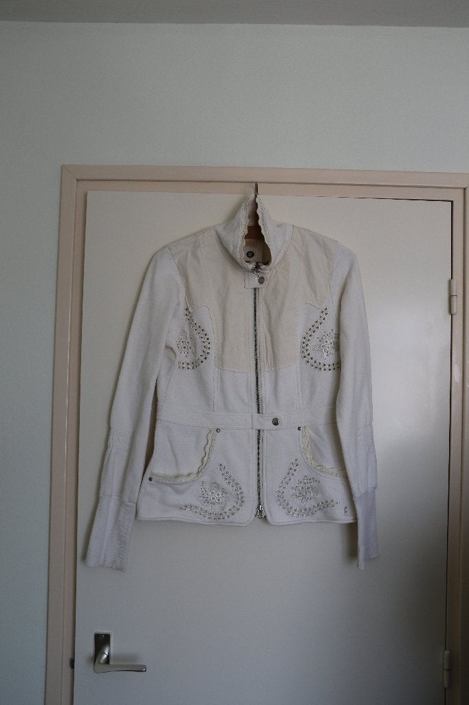 Dames Jasje Merk Object Kleur Geel/Wit. Maat M., Maat 38/40 (M), Wit, Ophalen of Verzenden, Zo goed als nieuw