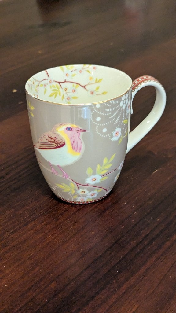 Mok Pip Studio Early Bird Khaki 350 ml, Pip Studio, Zo goed als nieuw, Overige stijlen, Porselein
