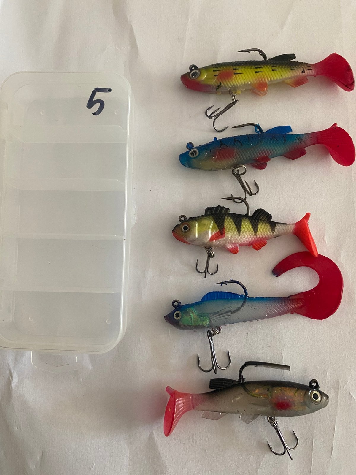 Kunstaas shad super aas voo snoek snoekbaars baars 5st €7,50, Watersport en Boten, Verzenden, Nieuw, Kunstaas