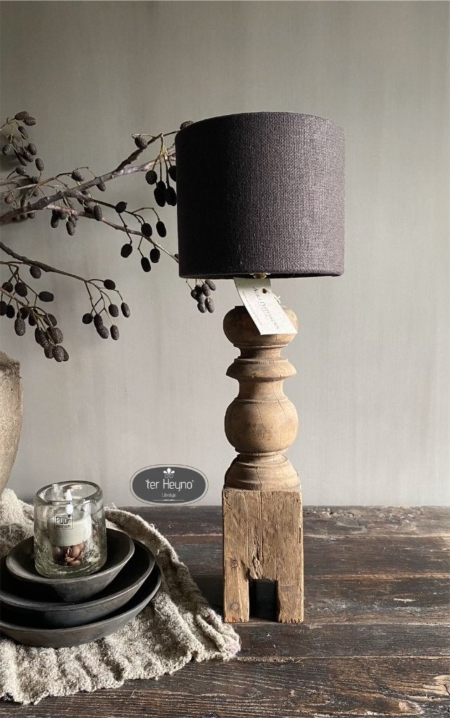 Houten balusterlamp Aura Peeperkorn lamp oud stoer sober, Huis en Inrichting, Verzenden, Nieuw, Hout, Overige stijlen