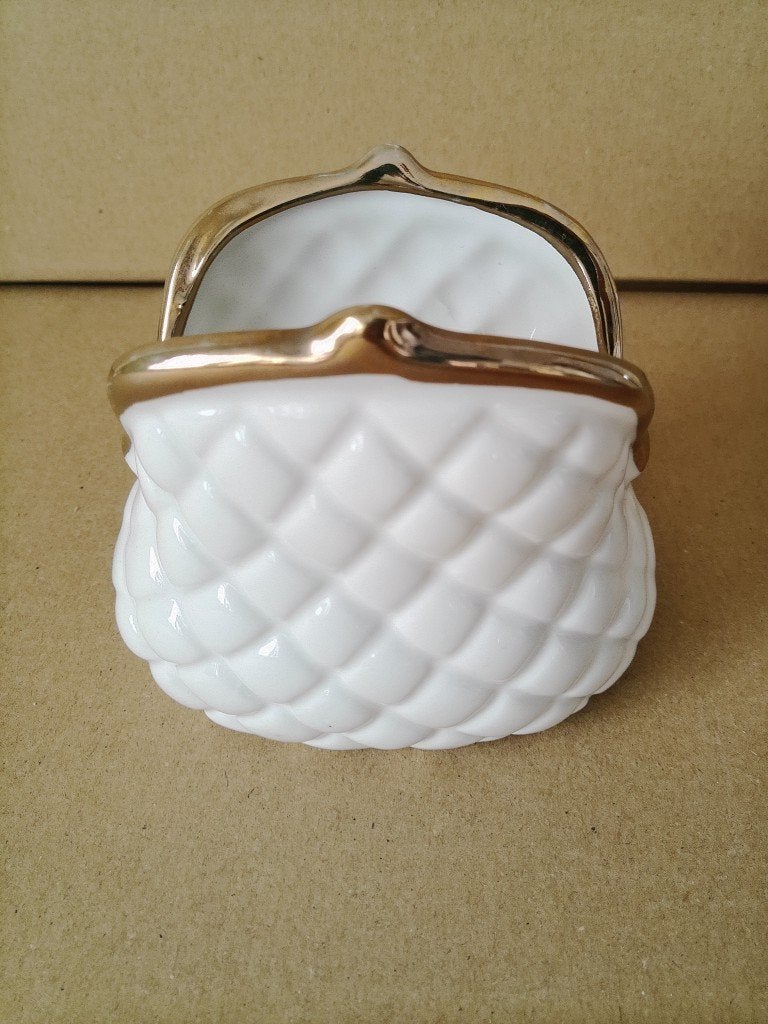 Curiosa porseleinen vaas vaasje beeld retro portemonnee10cm, Ophalen of Verzenden
