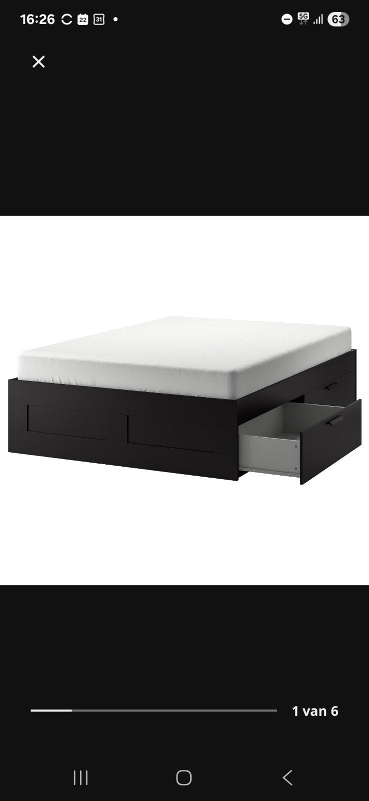 brimnes bed ikea 140x200, Ophalen, Zo goed als nieuw, Tweepersoons, 140 cm