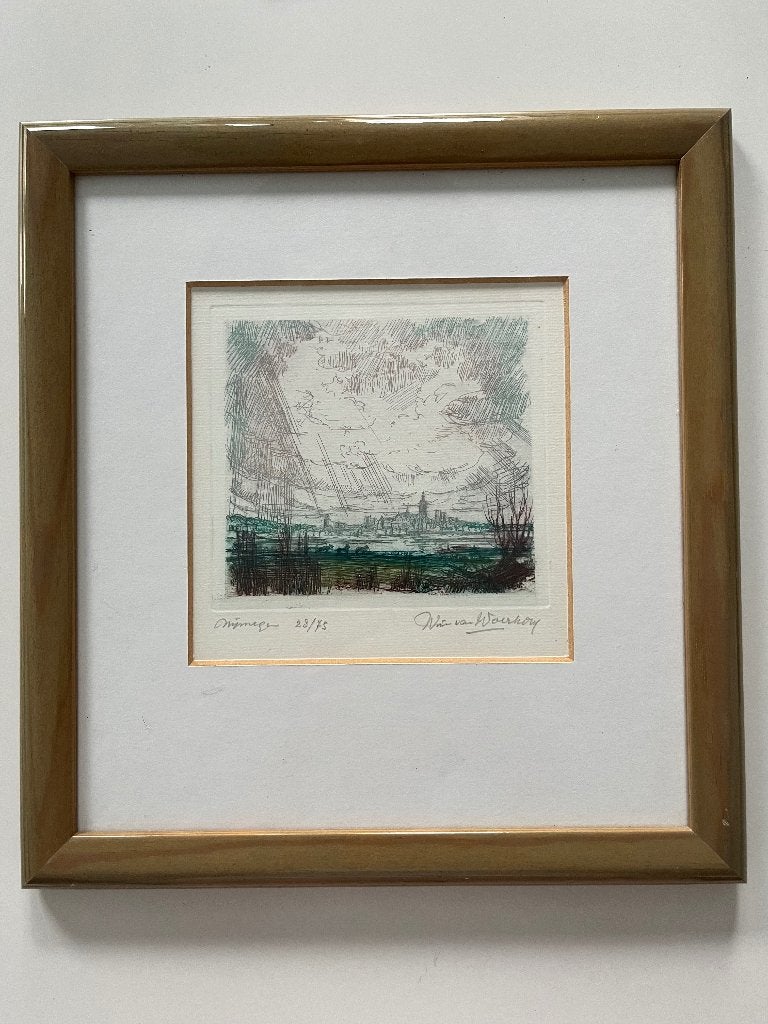 Wim van Woerkom tekening Nijmegen, Ophalen of Verzenden