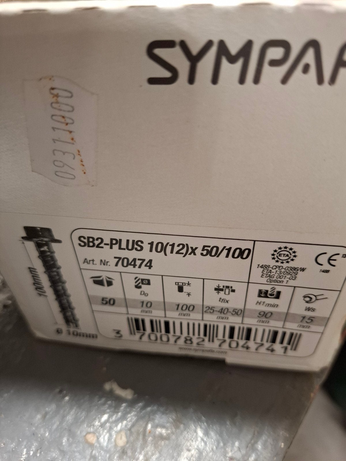 Sympafix SB2-PLUS Ankerbouten 6(8)x10/50 en 10(12)x50/100, Ophalen of Verzenden, Nieuw, 50 tot 100 mm, Bouten of Moeren