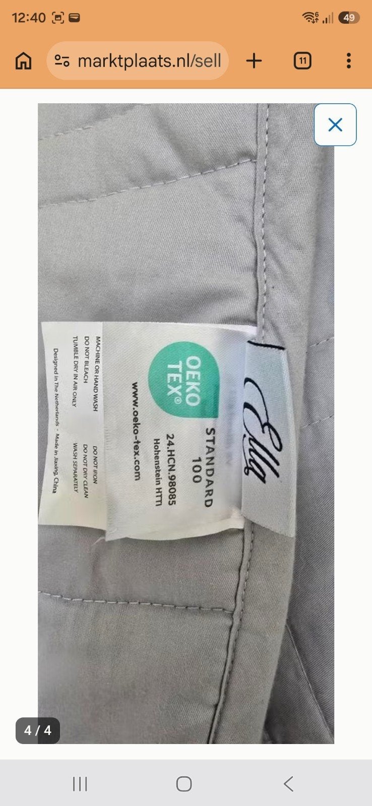 Ella verzwaarde deken grijs 200x200 tussen de 11-13 kg, Overige typen, Tweepersoons, Ophalen of Verzenden, Zo goed als nieuw