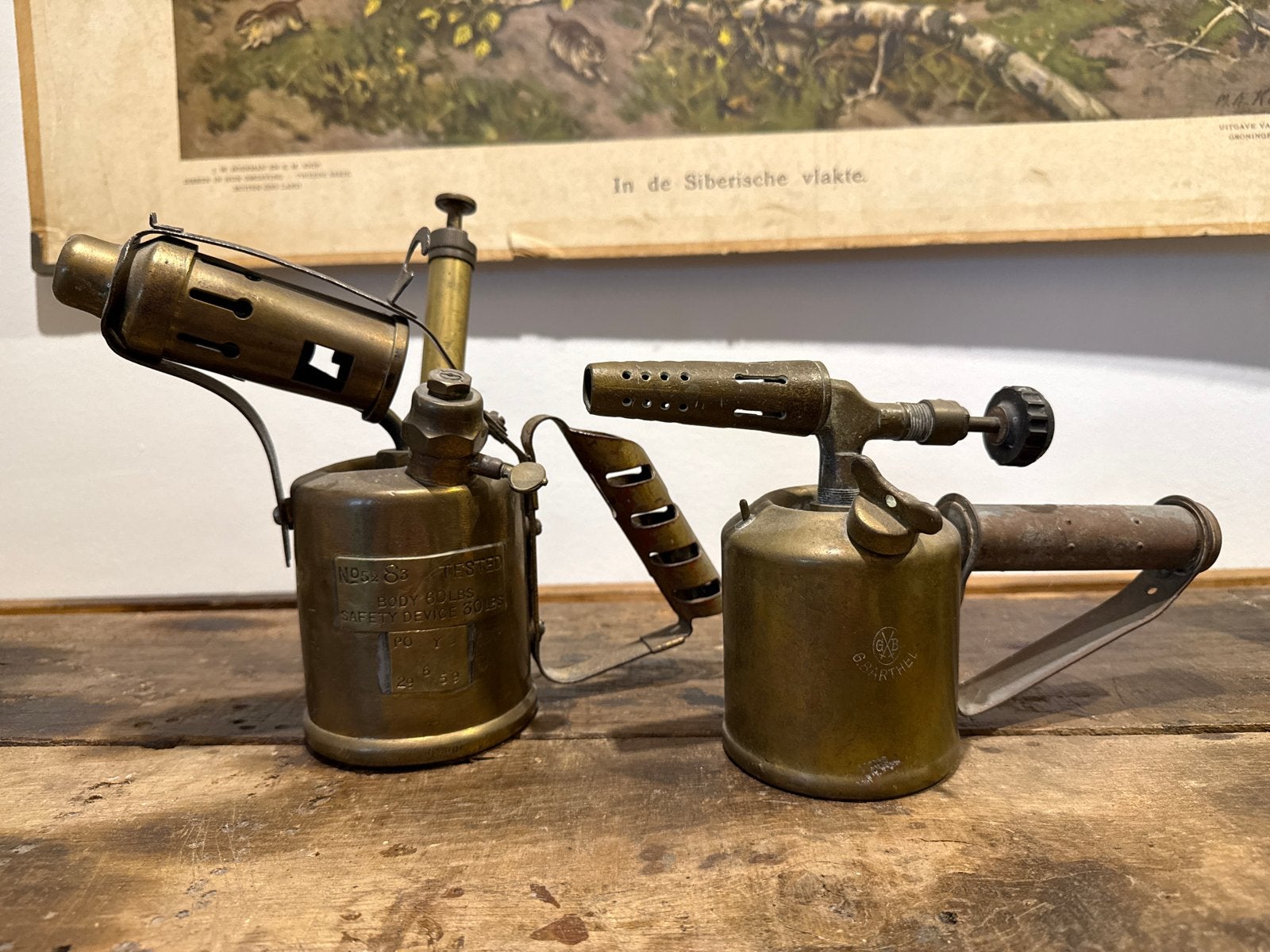 Oude Koperen Branders - Vintage Soldeerlampen uit 1955, Antiek en Kunst, Ophalen
