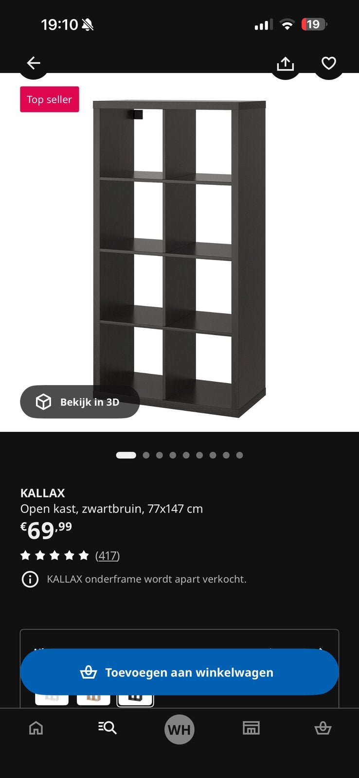 Kallaxkast, Huis en Inrichting, Kasten | Wandmeubels, Ophalen, Zo goed als nieuw, Minder dan 150 cm, Minder dan 100 cm