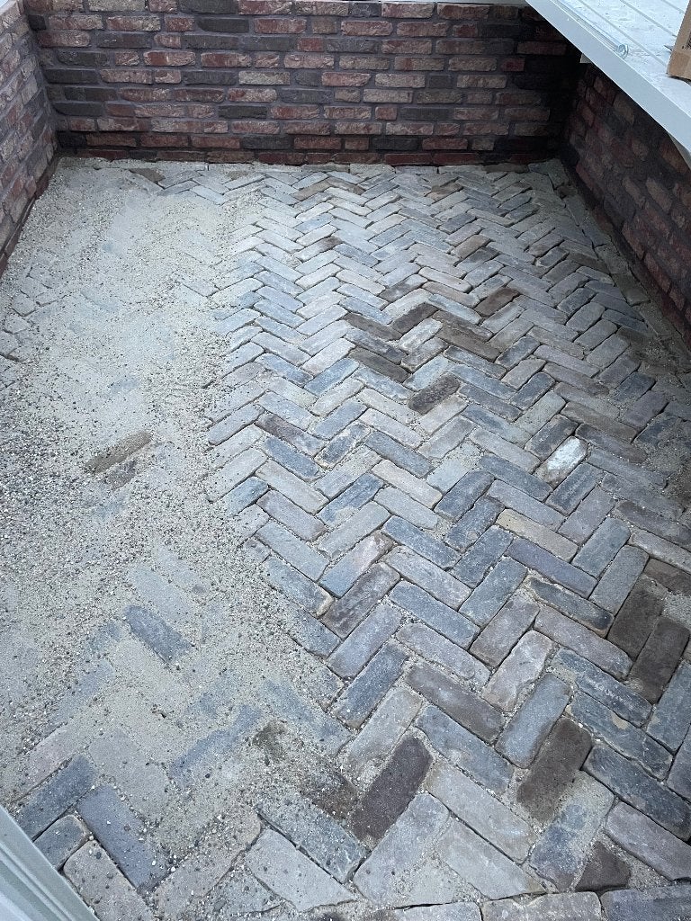 Oud gebakken 7-duimers kwart pallet, Tuin en Terras, Tegels en Klinkers, Ophalen, Gebruikt, Keramiek, Klinkers