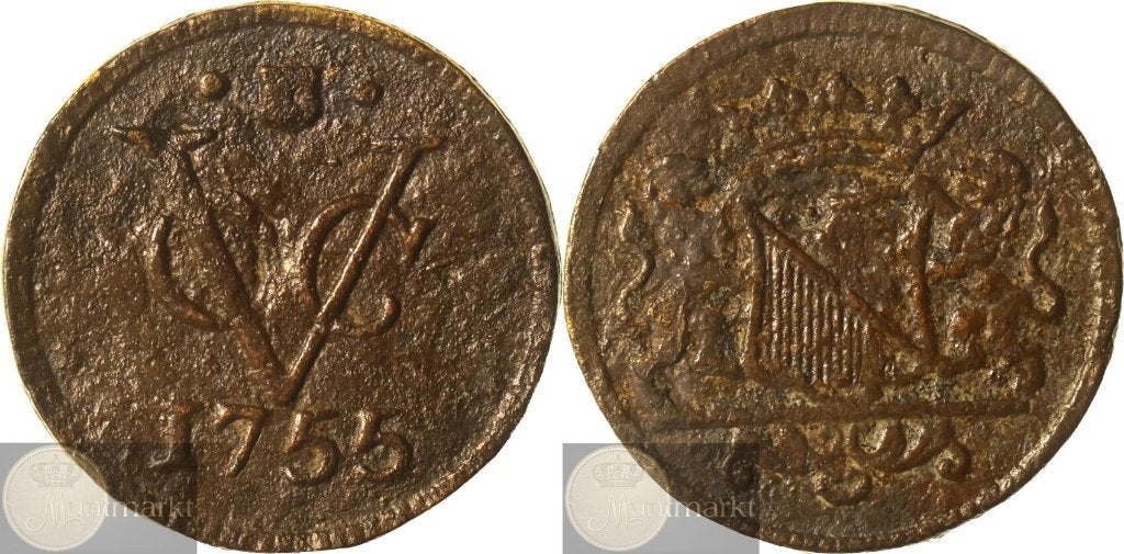 V.O.C. - Utrecht - Duit 1755 - ONGEDOCUMENTEERD, Ophalen of Verzenden, Vóór koninkrijk, Overige waardes, Losse munt