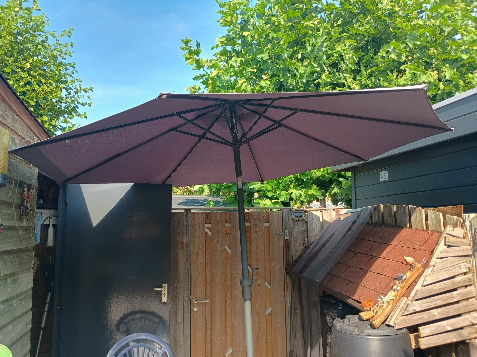 Lichtgrijze parasol - 3 meter diameter, Ophalen