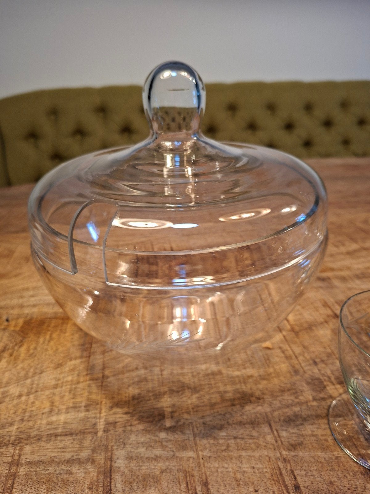 Vintage Bowl, punch schaal met gravering., Ophalen