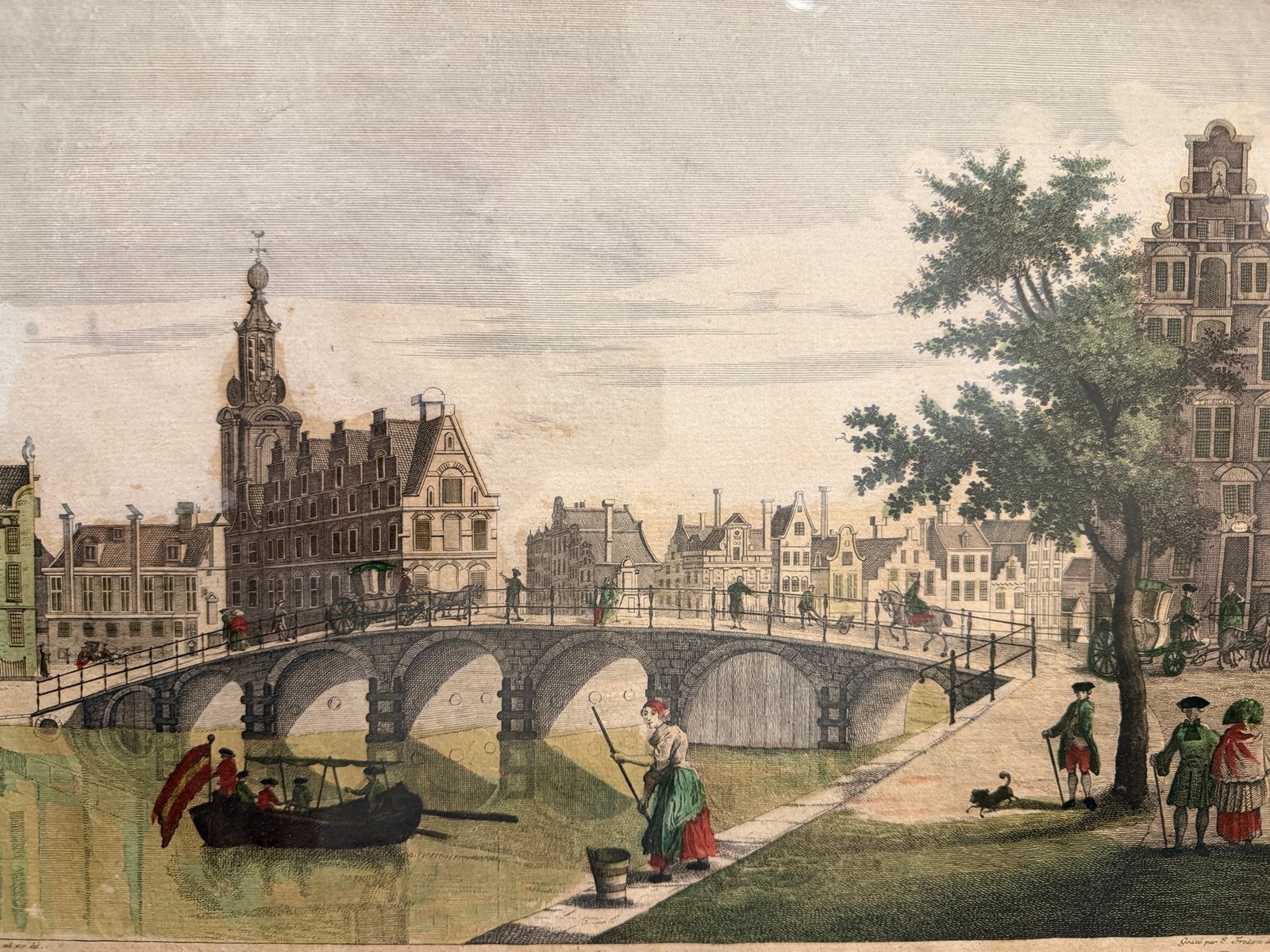 18e-eeuwse handgekleurde optica-prent, Antiek en Kunst, Ophalen