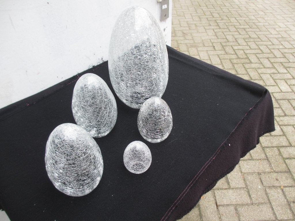 Groepje craquelé glazen eieren ter decoratie, Antiek en Kunst, Ophalen of Verzenden