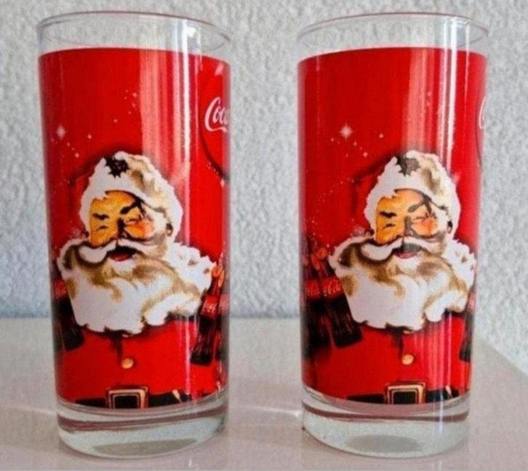 Twee glazen Coca Cola Kerst, Ophalen of Verzenden, Zo goed als nieuw, Frisdrankglas