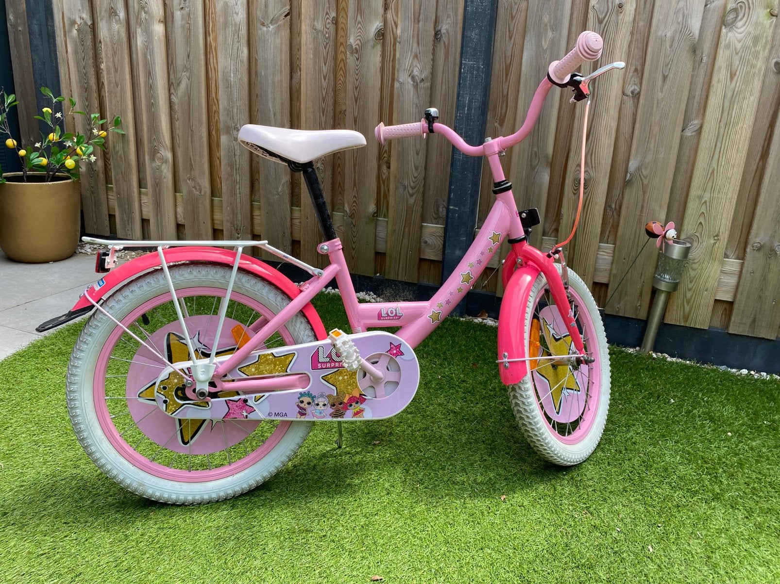 Roze kinderfiets LOL Surprise 18 inch (zonder mandje), Ophalen, Zijwieltjes, Velgrem, 16 tot 20 inch