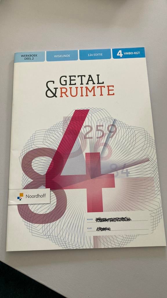Getal & Ruimte wiskunde 4 vmbo-kgt werkboek deel 2, Ophalen of Verzenden, Zo goed als nieuw, VMBO