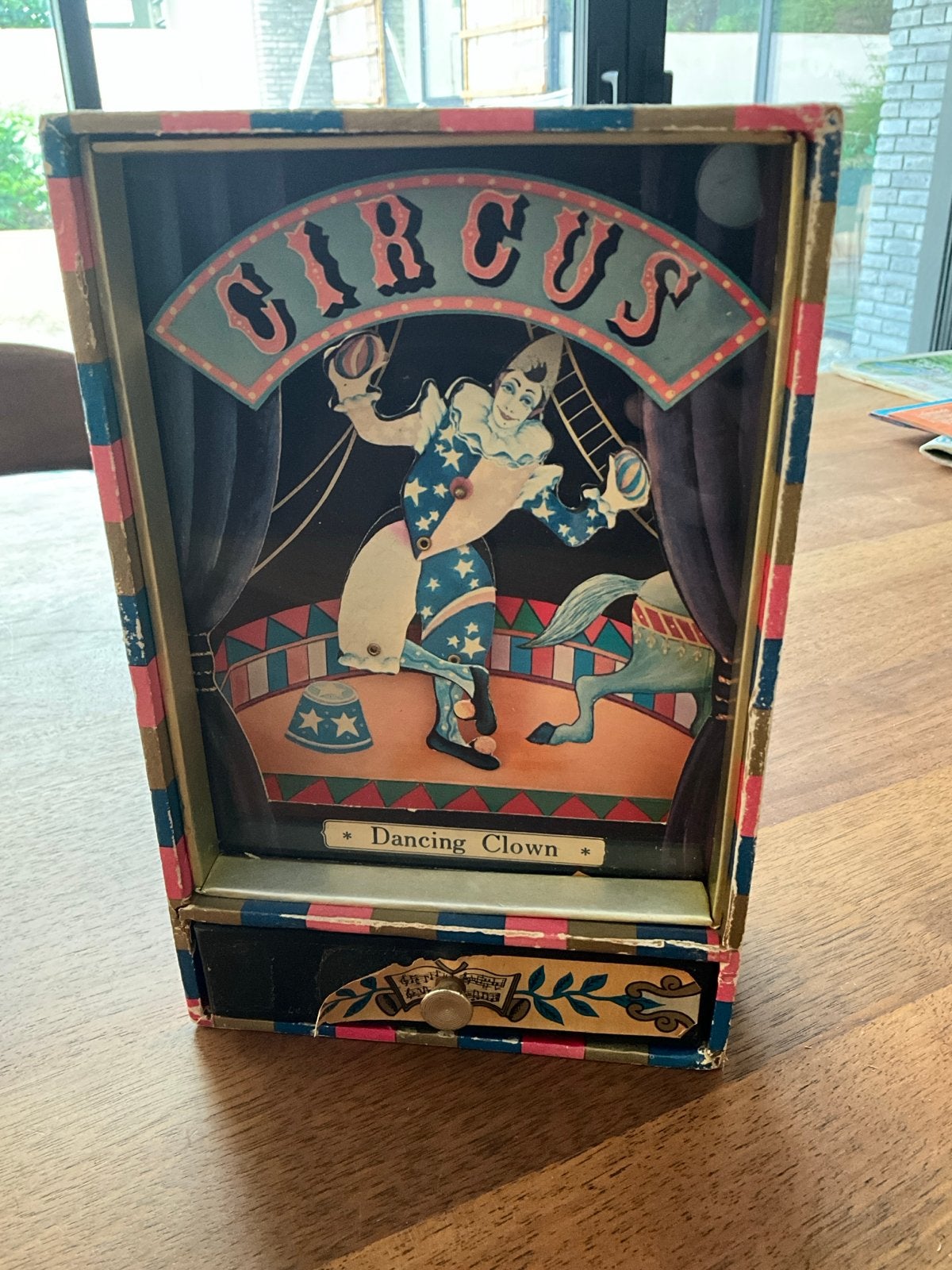 Vintage Muziekdoos Circus Dansende Clown, Ophalen