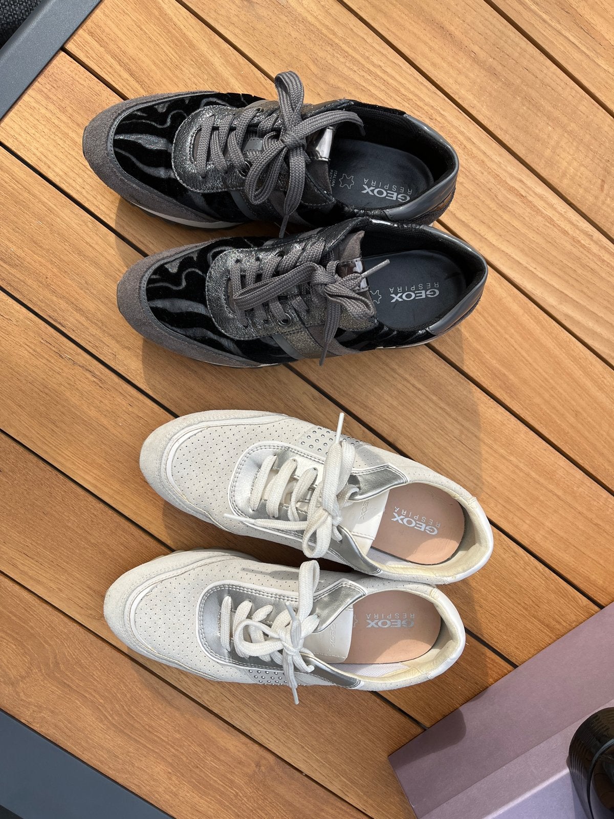 Geox sneakers, zwart/grijs en wit/zilver, maat 37 en 36, Ophalen, Zo goed als nieuw, Zwart, Sneakers of Gympen