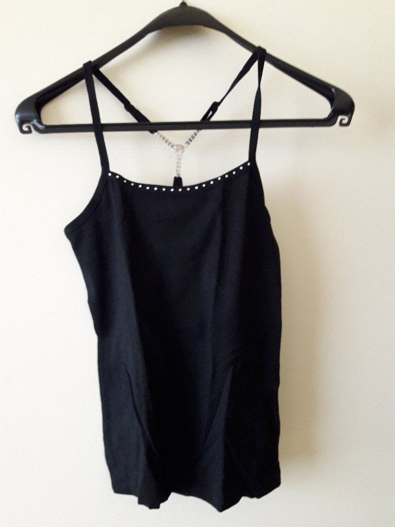top / hemd , mt XS , zwart , met strass steentjes , merk Tal, Zwart, Nieuw, Ophalen of Verzenden, Zonder mouw