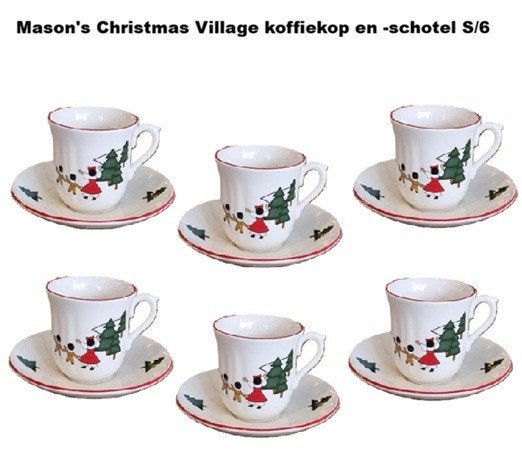 Mason's Christmas Village 6 koffiekoppen en 6 schotels, Verzenden, Nieuw, Overige stijlen, Kop(pen) en/of Schotel(s)