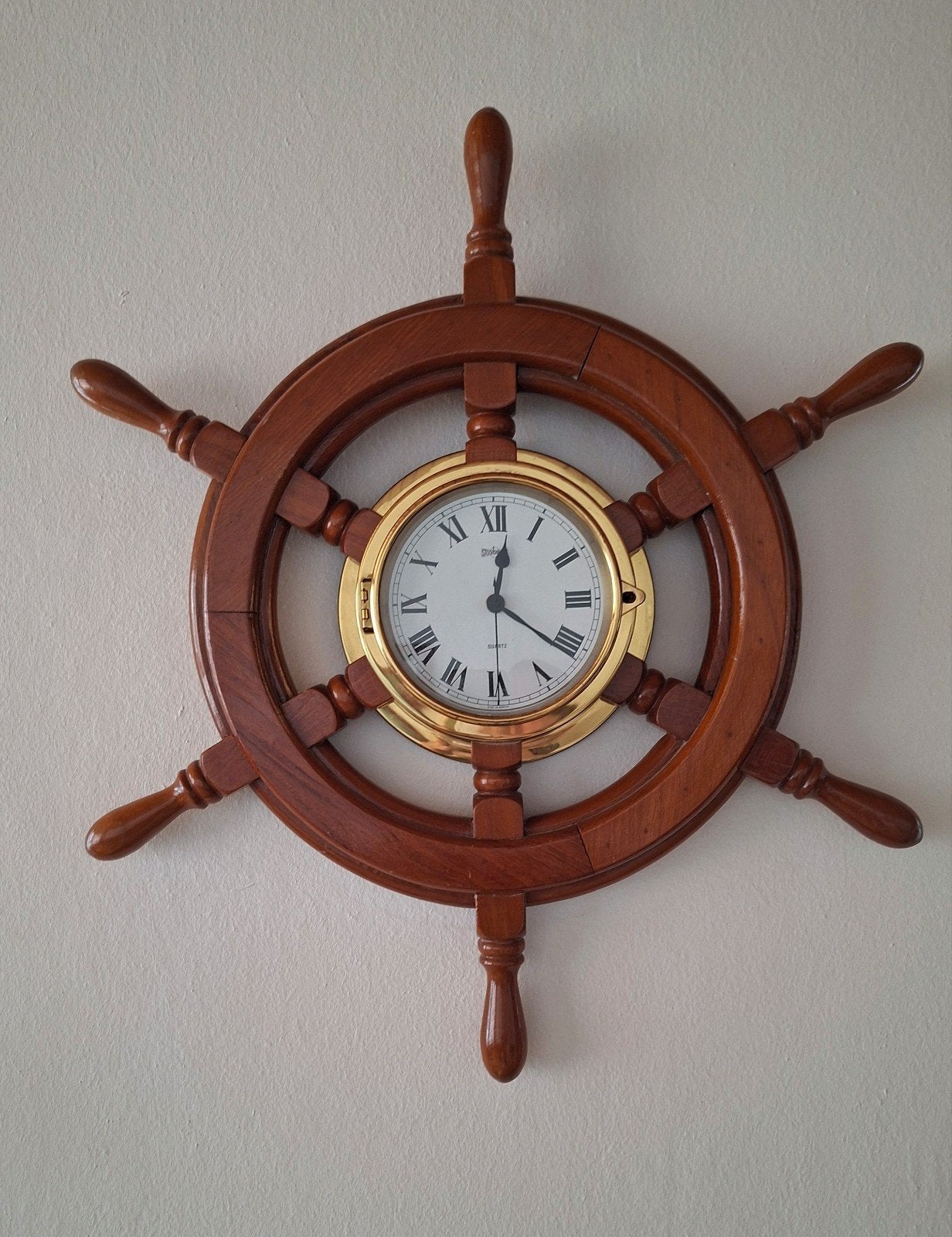 Decoratieve Wandklok Stuurwiel/ stuurrad - Nautische Stijl, Ophalen, Zo goed als nieuw, Wandklok
