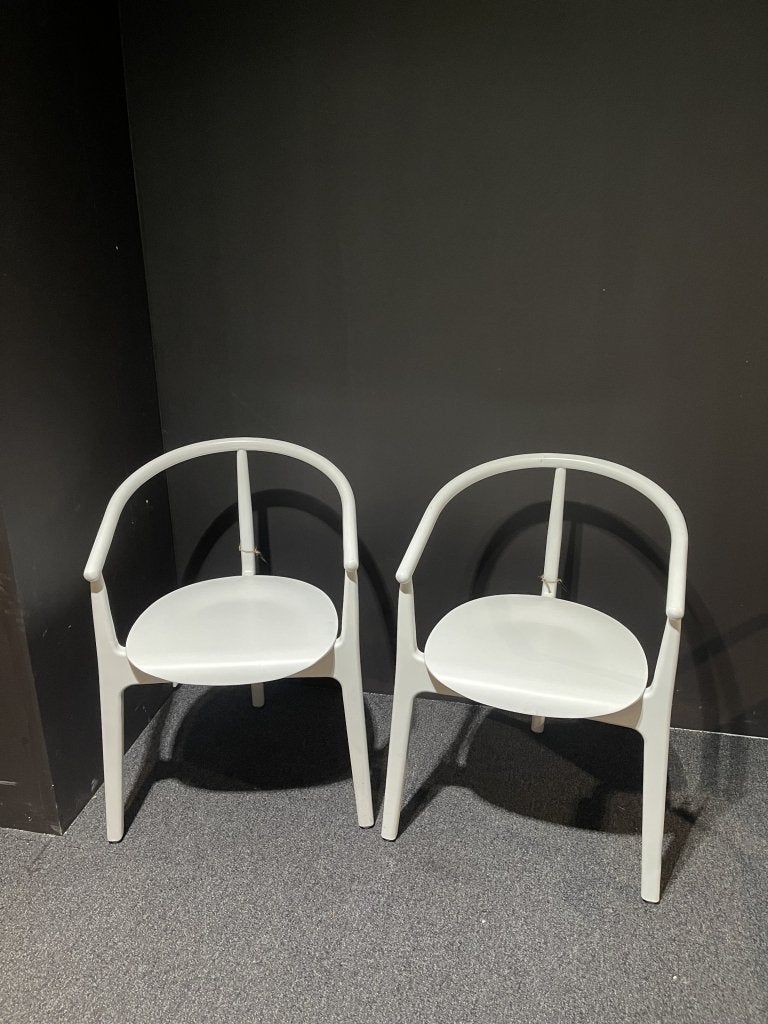 Set van 2 witte houten eetkamerstoelen, Gebruikt, Twee, Wit, Niet ingevuld