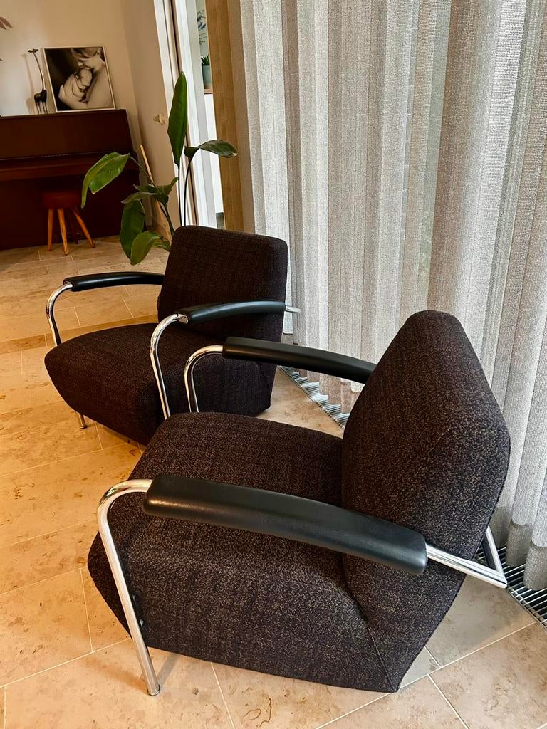 Leolux scylla fauteuils. Moderne stof. Nieuwprijs € 2500,-., Huis en Inrichting, Fauteuils, Ophalen, Modern design, Leer, 75 tot 100 cm