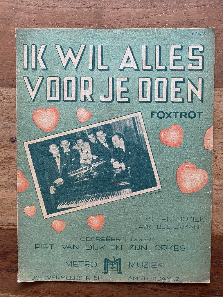 Ik wil alles voor je doen - Jack Bulterman/Piet van Dijk, Muziek en Instrumenten, Bladmuziek, Ophalen of Verzenden, Artiest of Componist