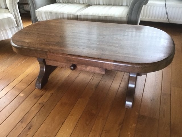 massief houten salontafel met lades, Ophalen, Gebruikt, 100 tot 150 cm, 50 tot 100 cm