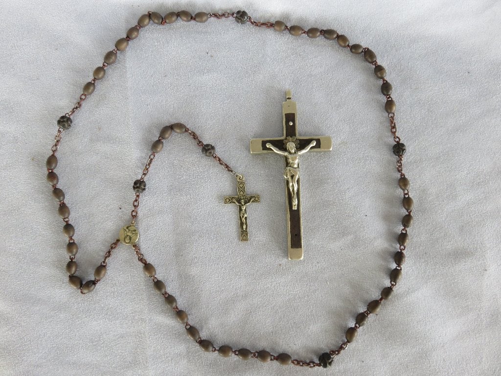 Antieke rozenkrans - Lourdes – en kruis ca. - 1900, Ophalen of Verzenden