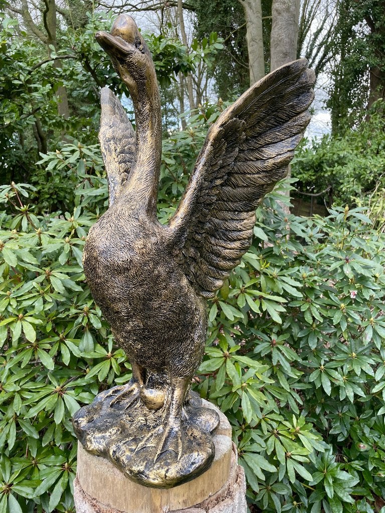 Gans Antiek goud, tuin, zwembad, vijver, boerderij 60cm, Tuin en Terras, Tuinbeelden, Ophalen, Nieuw, Kunststof, Dierenbeeld