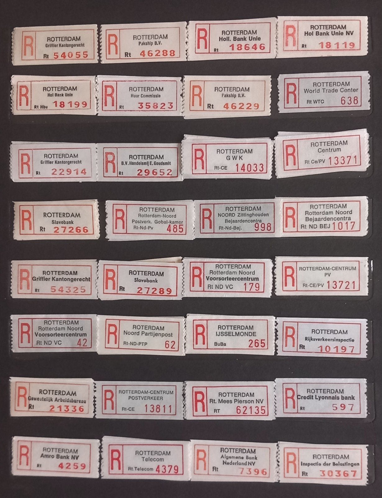 aantekenstrookjes R, Verzenden, Na 1940, Postfris