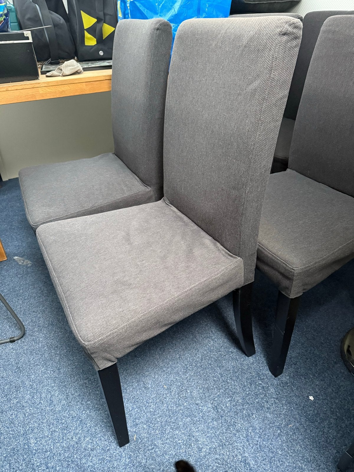 6 grijze eetkamerstoelen IKEA Bergmund, Ophalen, Gebruikt, Vijf, Zes of meer stoelen, Stof