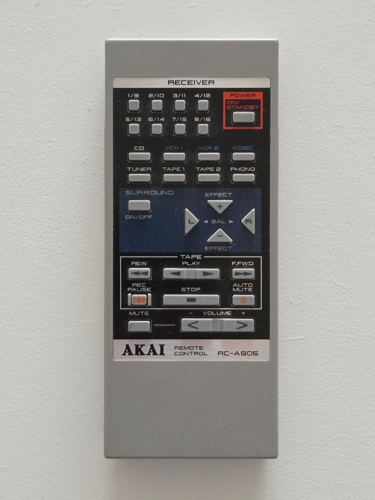AKAI Afstandsbediening RC-A905, Ophalen of Verzenden, Zo goed als nieuw, Origineel, Receiver of Versterker